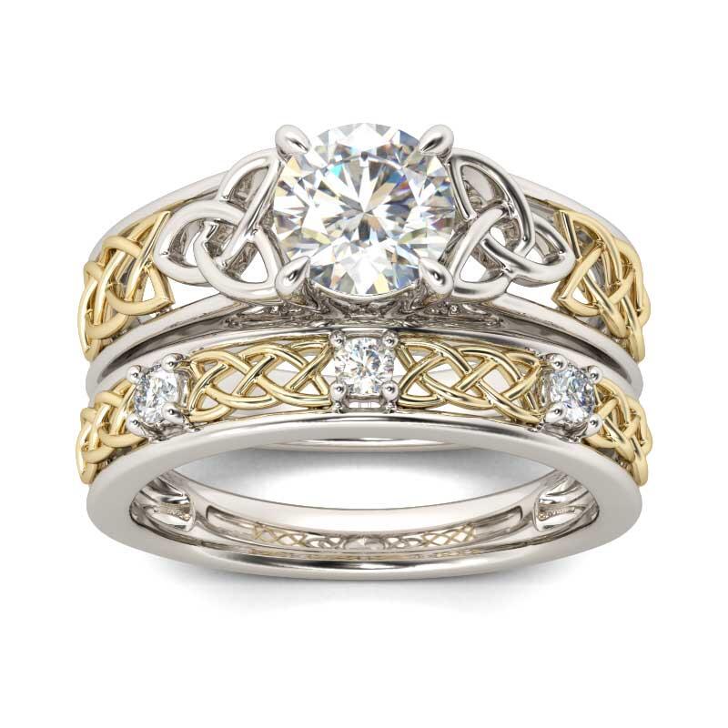 جوليا طقم خواتم عقدة قطع دائري الفضة الإسترليني