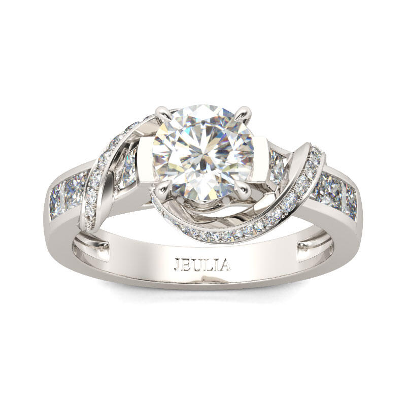 Jeulia Twist Round Cut Sterling Silver Ring