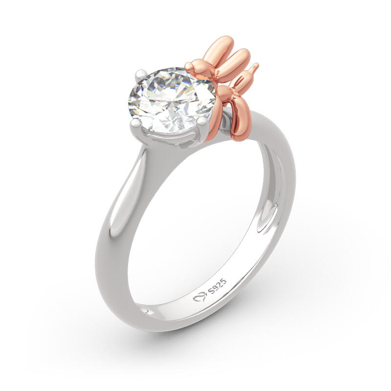 Jeulia Anillo de compromiso de perro globo de plata de ley