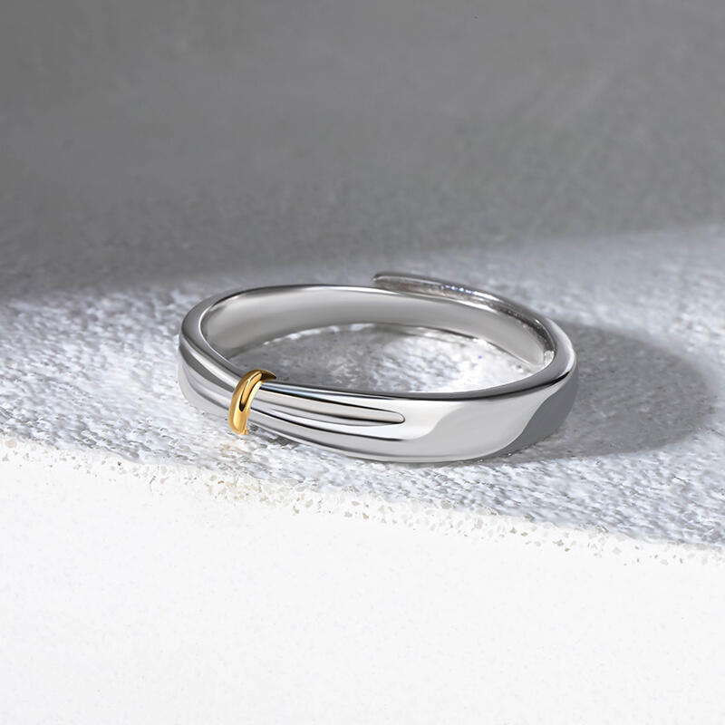 Jeulia 2色 調節可能 シルバー メンズ リング