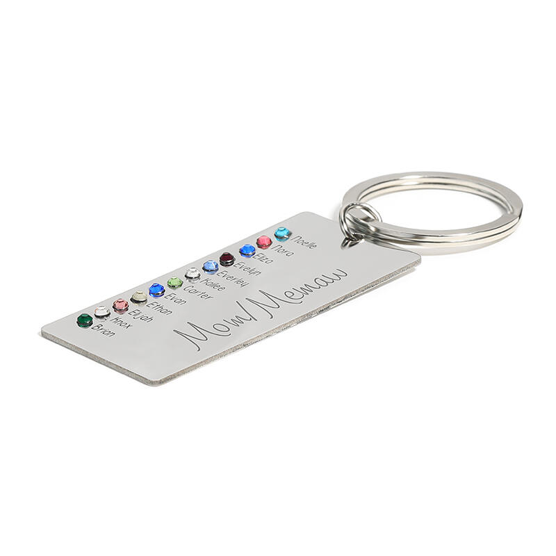 "Dear Abuela" Custom Engraved Key Chain With Birthstone