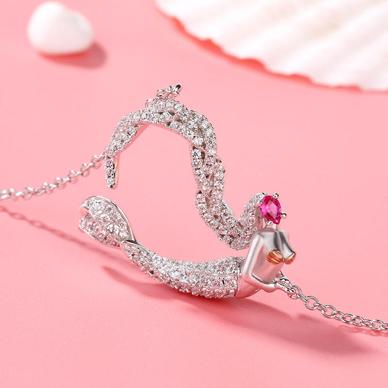 "Ocean's Light" sjöjungfrun gåva halsband i sterlingsilver för alla hjärtans dag