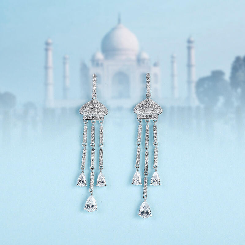 Jeulia Taj Mahal Inspired Sterling Silver Dangle Earrings