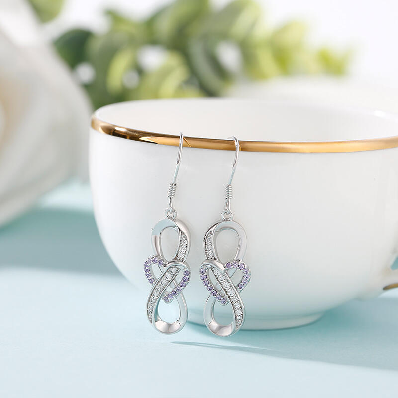 Jeulia Infinity and Heart Sterling Silver Drop Earrings