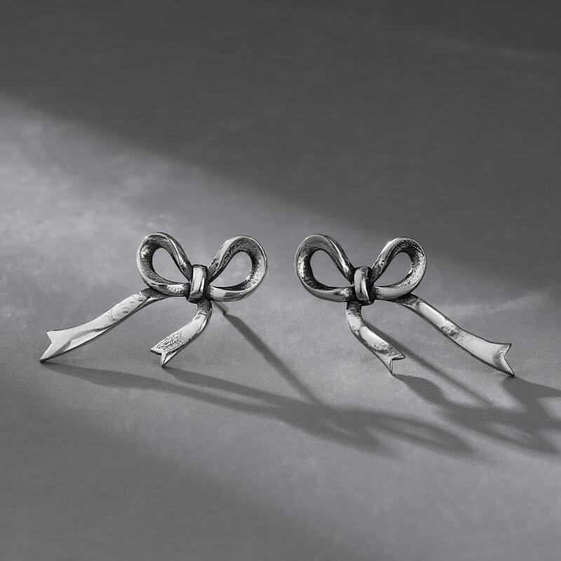 Jeulia "Irregular Bowknot" Sterling Silver Earrings