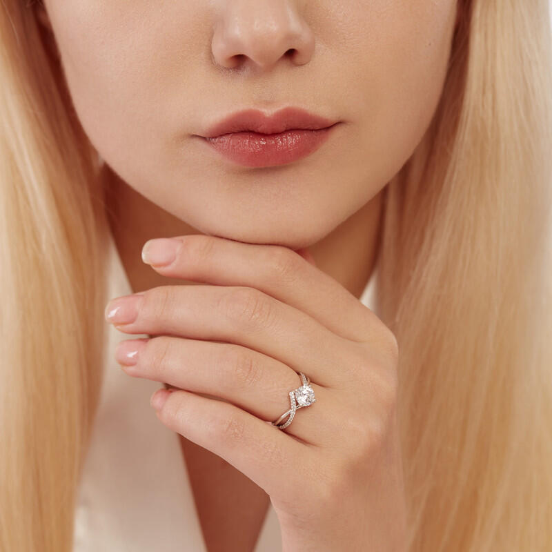 "I Will Love You Past Forever" 1ct Round Cut Side Stone Engagement Ring