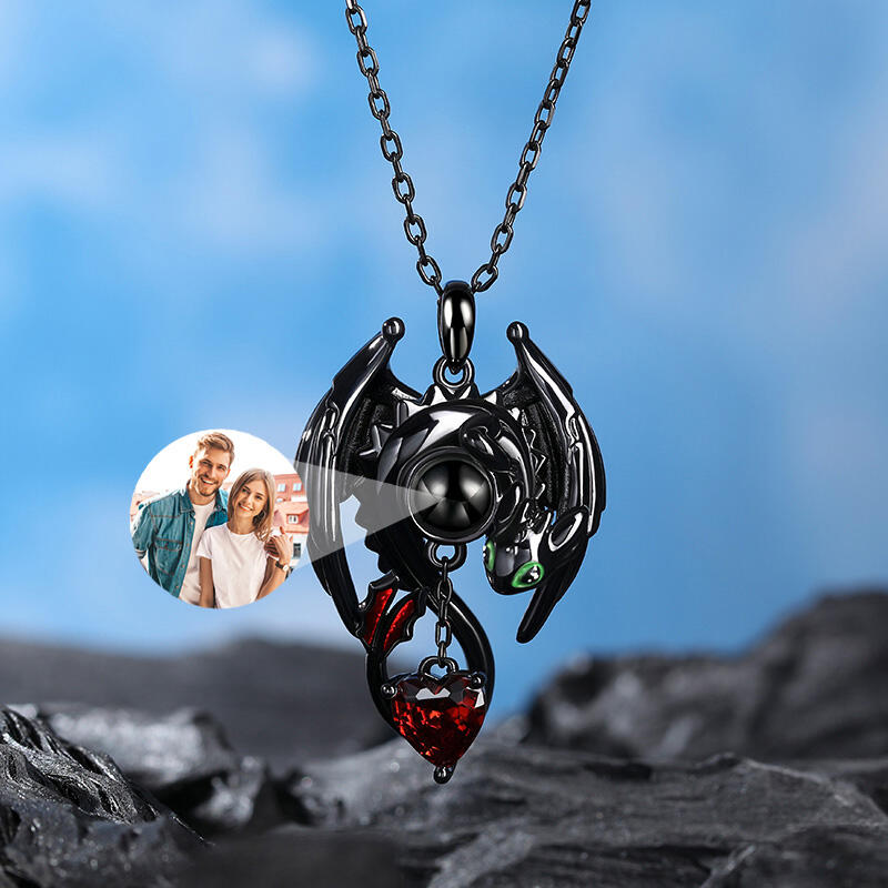 Jeulia "Your Dragon" Personalized Photo Projection Sterling Silver Necklace