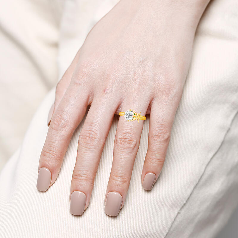 "Radiance In Legend" Round Cut Side Stone Engagement Ring