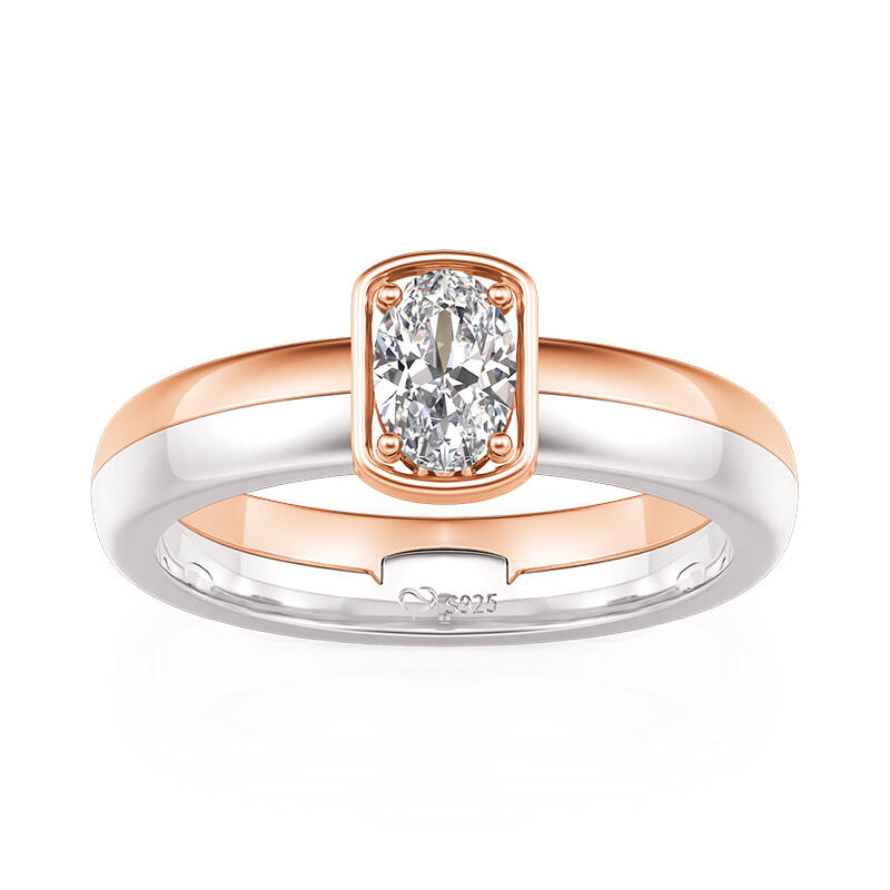 Jeulia Custom Engraved Two-Tone Locking Solitaire Ring
