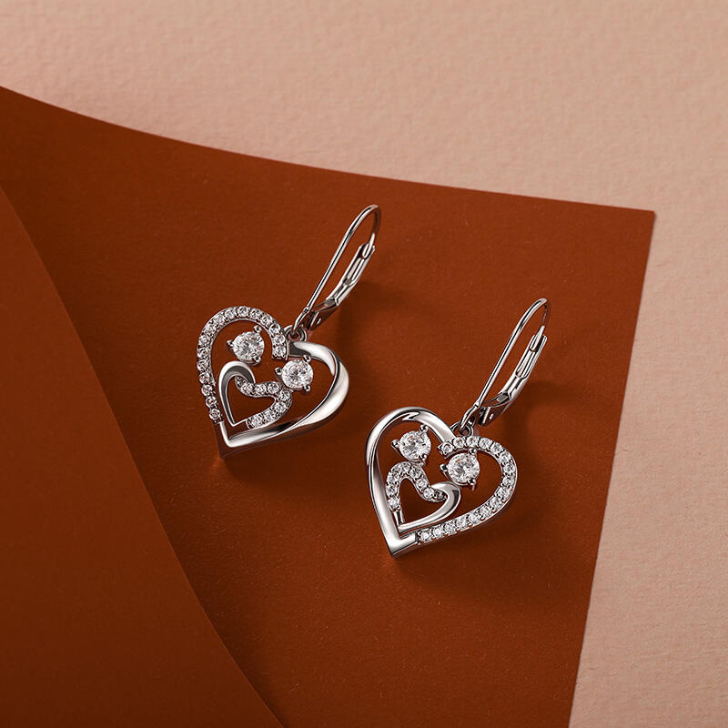 Jeulia Intertwined Double Heart Drop Earrings Sterling Silver