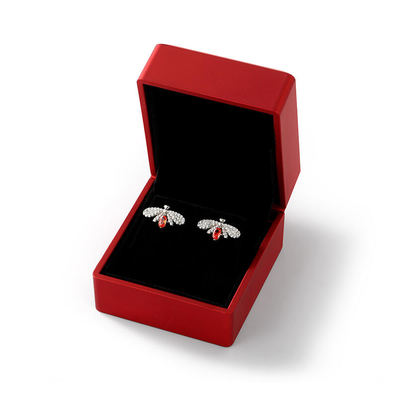 Jeulia Red Earring Box Jewerly Storage With LED Light