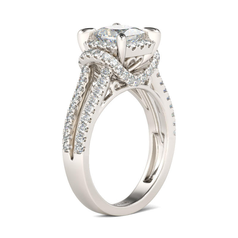 Jeulia Split Shank Princess Cut Sterling Silver Ring