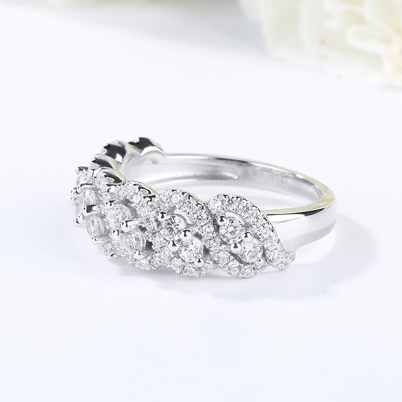 Jeulia Classic Round Cut Sterling Silver Women's Band