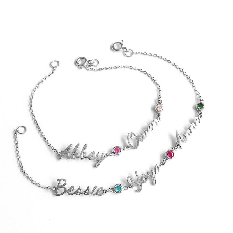 "Ti Accompagno" Bracciale Personalizzato Con Nome E Pietra Di Nascita