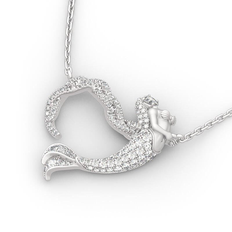 Jeulia "Ocean's Light" Sterling Silver Mermaid Gift Necklace for Valentine's Day