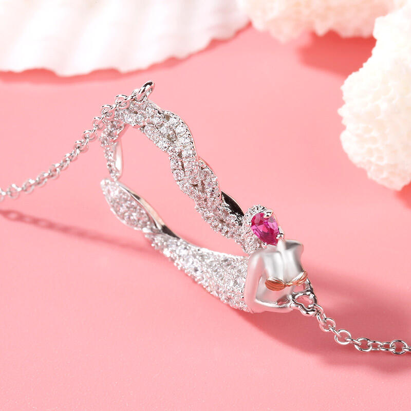 "Ocean's Light" sjöjungfrun gåva halsband i sterlingsilver för alla hjärtans dag