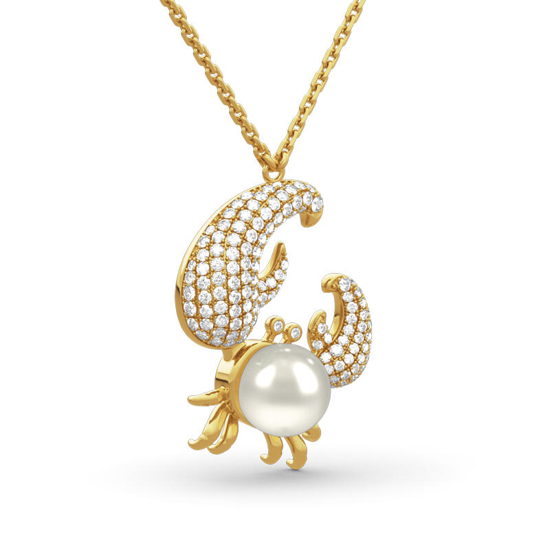 Jeulia Colgante Cangrejo De Cono Oro Con Perla De Plata Esterlina
