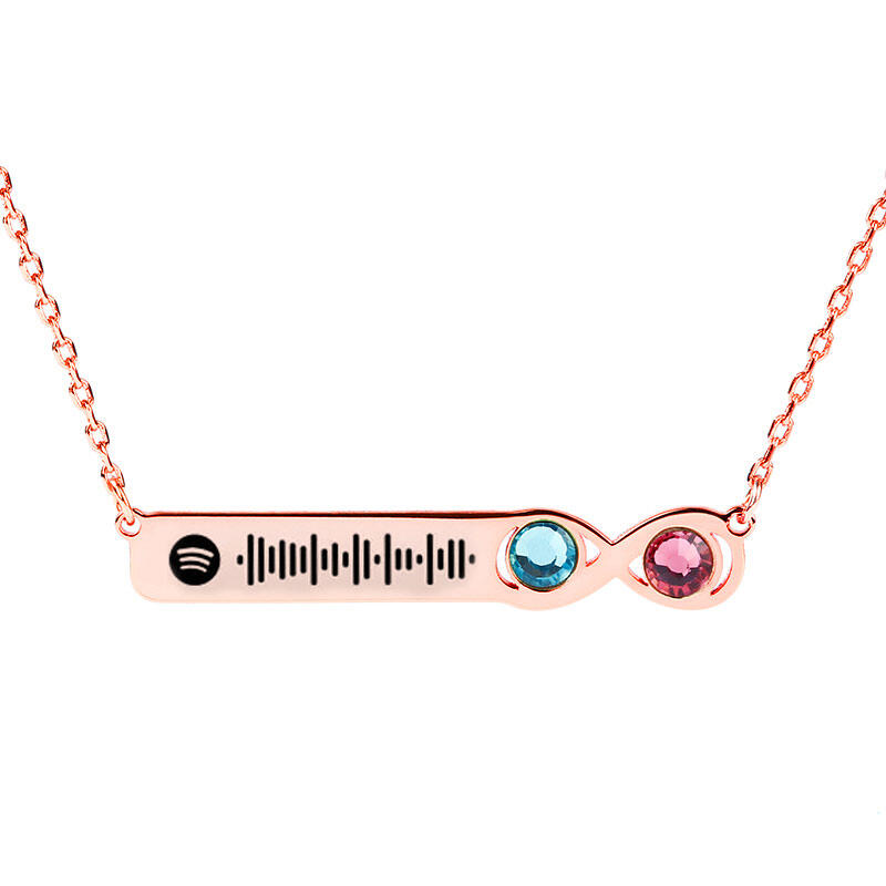 Jeulia Scannable Spotify Code Stainless Steel Necklace With Birthstone
