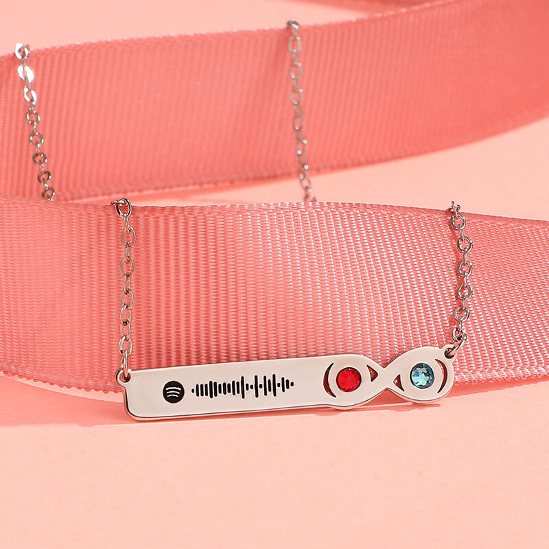 Jeulia Scannable Spotify Code Stainless Steel Necklace With Birthstone