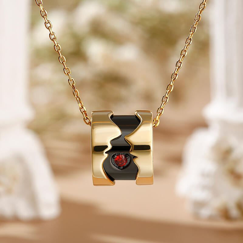 Jeulia "Face to Face" Couple Design Sterling Silver Necklace