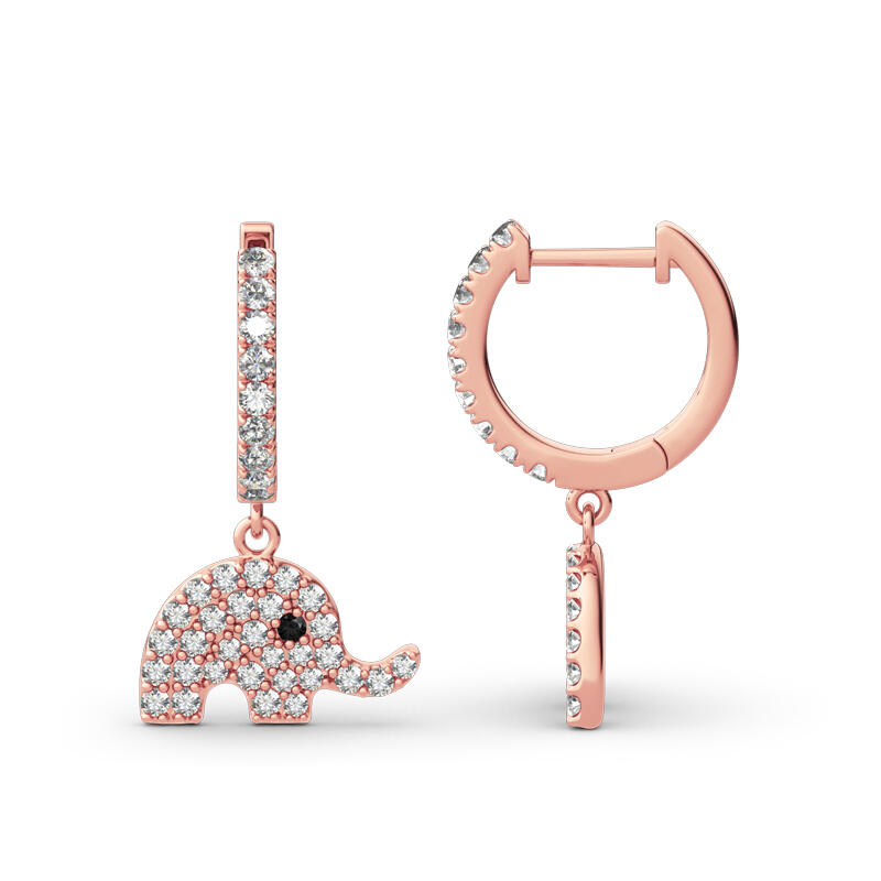 Jeulia "Lucky Elephant" Sterling Silver Drop Earrings