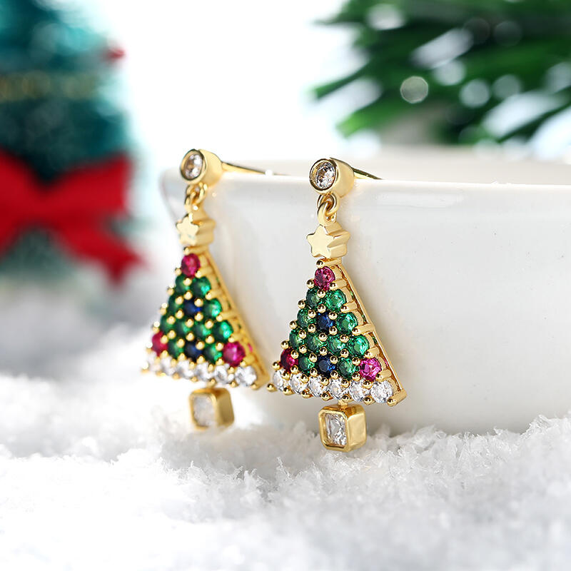 Jeulia "Christmas Tree" Round Cut Sterling Silver Earrings