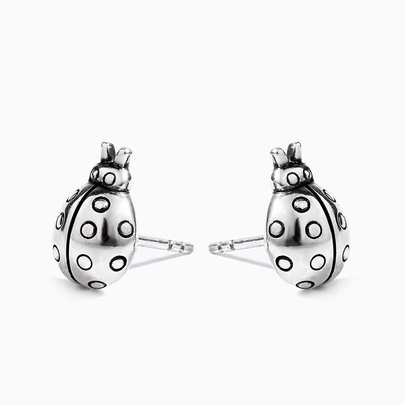 Jeulia "Mini Ladybug" Sterling Silver Earrings