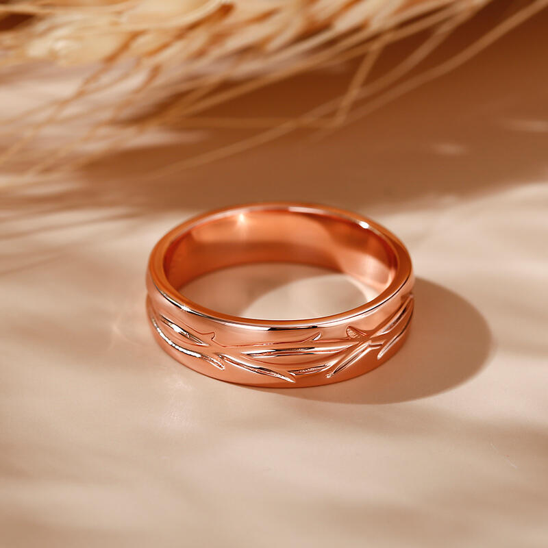 Jeulia Unique Branch Carved Sterling Silver Men's Band