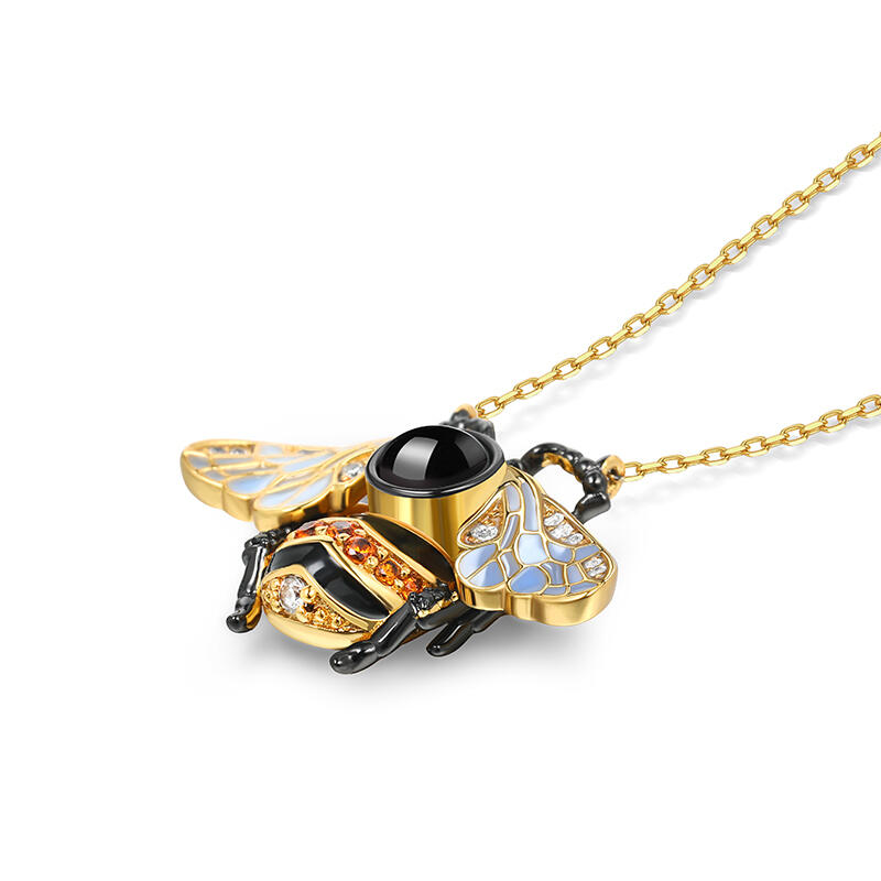 Jeulia Collar de Abeja Plata de Ley con Proyección de Foto Personalizada
