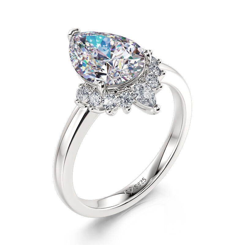 Jeulia Pear Cut Sterling Silver Ring