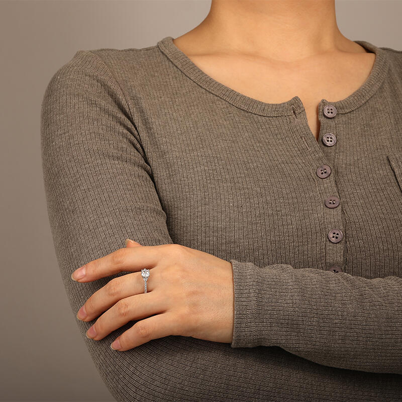 "The Light of My Life" Cushion Cut Three Stone Engagement Ring