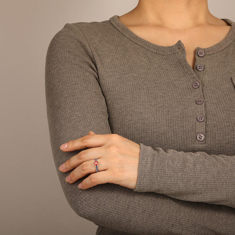 "The Sunrise" Round Cut Side Stone Engagement Ring