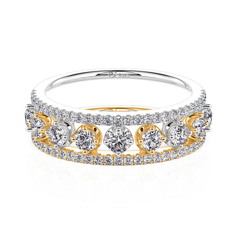 Jeulia Unique Dewdrop Two Tone Puzzle Ring Set