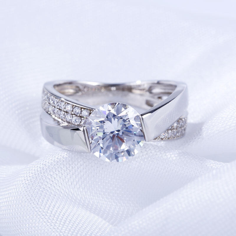 Jeulia Tension Set Round Cut Sterling Silver Ring