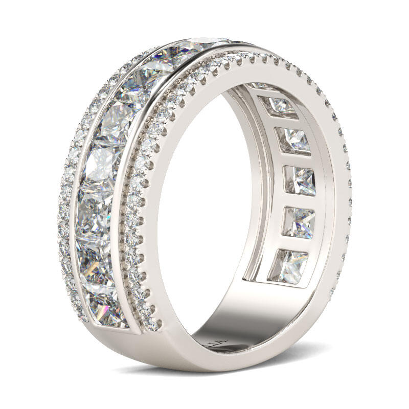 Jeulia Simple Princess Cut Sterling Silver Women's Band