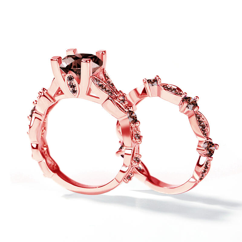 Jeulia Butterfly Round Cut Sterling Silver Ring Set