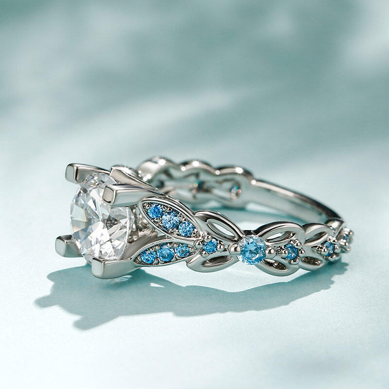 Jeulia Butterfly Round Cut Sterling Silver Ring