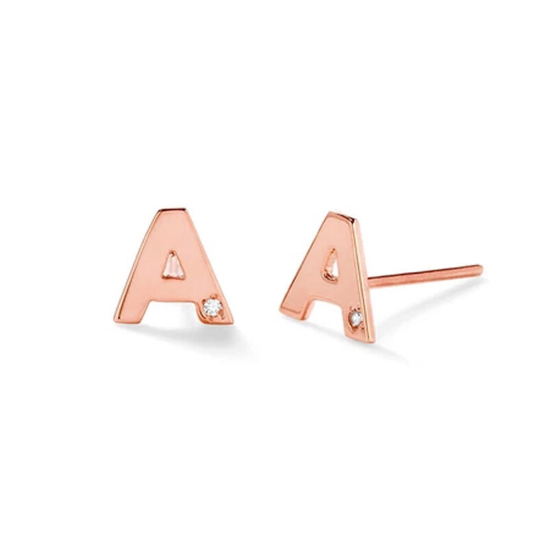 イニシャル 誕生石 ピアス 両耳用