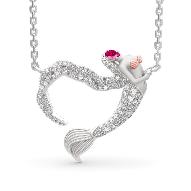 Jeulia "Ocean's Light" Sterling Silver Mermaid Gift Necklace for Valentine's Day
