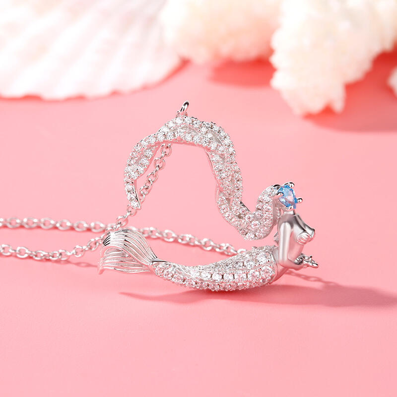 Jeulia "Ocean's Light" Sterling Silver Mermaid Gift Necklace for Valentine's Day