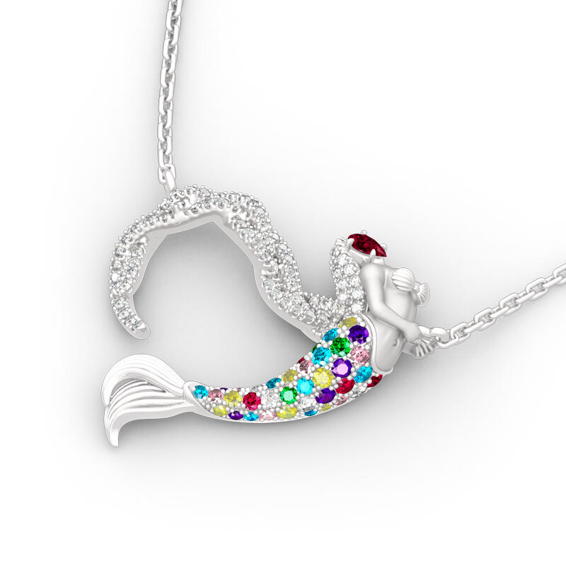 Jeulia "Ocean's Light" Sterling Silver Mermaid Gift Necklace for Valentine's Day