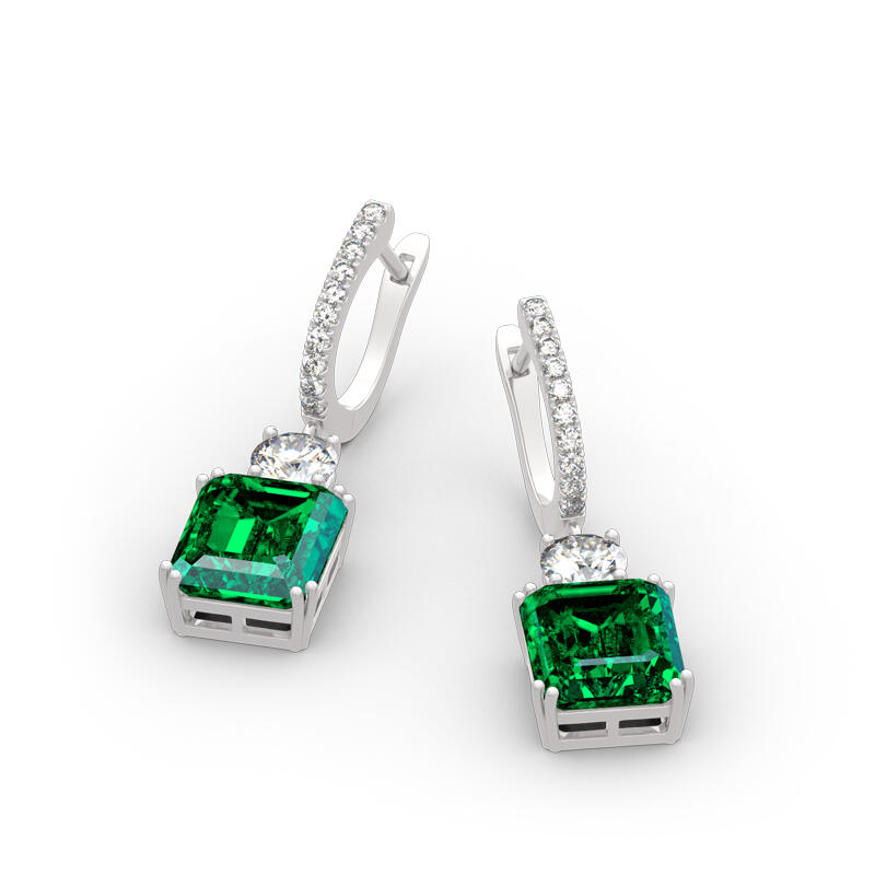 Jeulia Classic Emerald Cut Sterling Silver Earrings