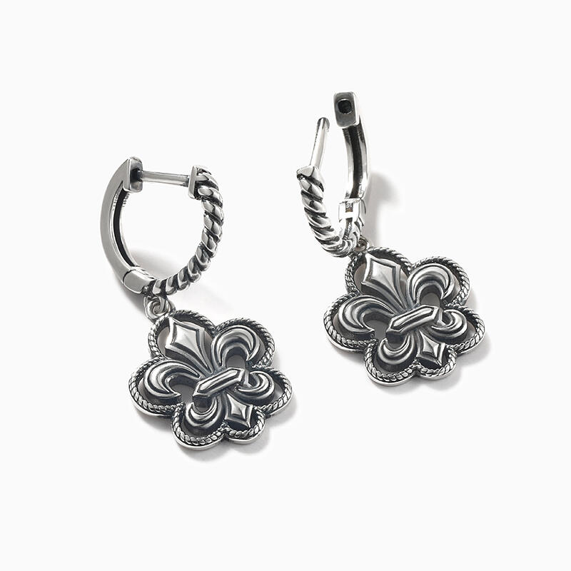 Jeulia "Fleur-De-Lis" Flower Sterling Silver Drop Earrings