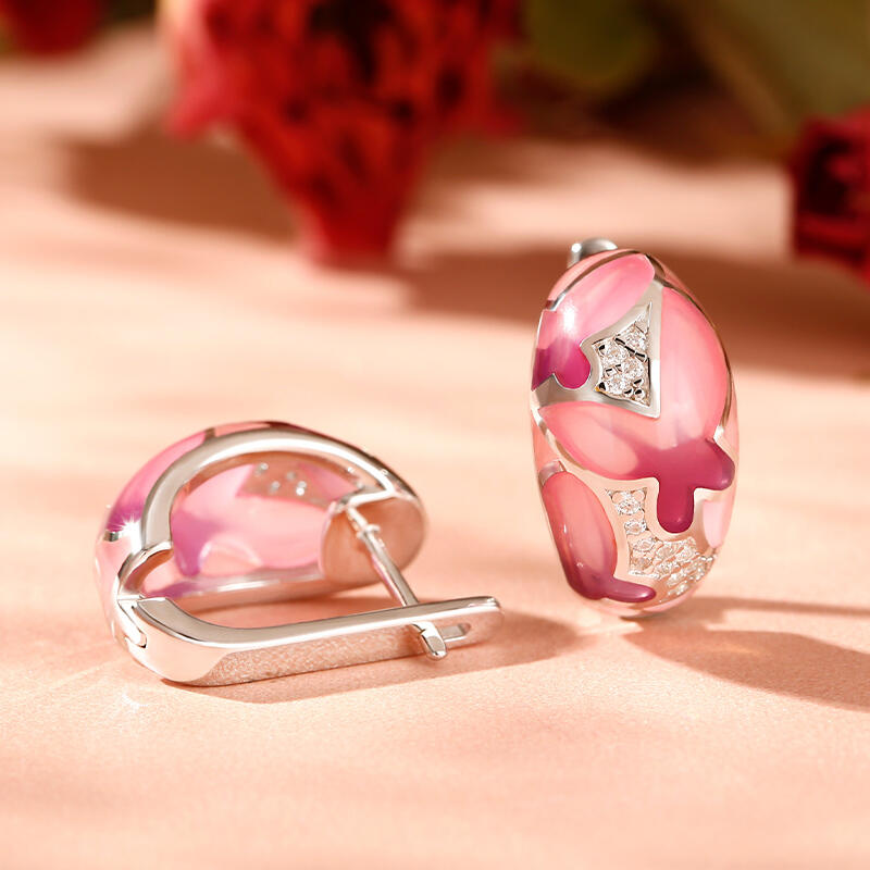 Jeulia "Colorful Butterfly" Enamel Sterling Silver Hoop Earrings