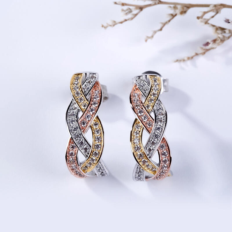 Jeulia Tri-Tone Intertwined Sterling Silver Jewelry Set