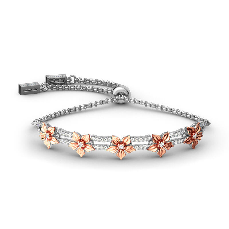 Jeulia Two Tone Flower Sterling Silver Jewelry Set