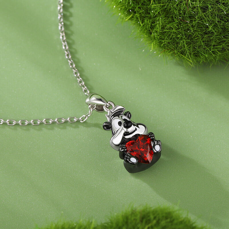 Jeulia Hug Me "Romantic Skunk" Heart Cut Sterling Silver Necklace