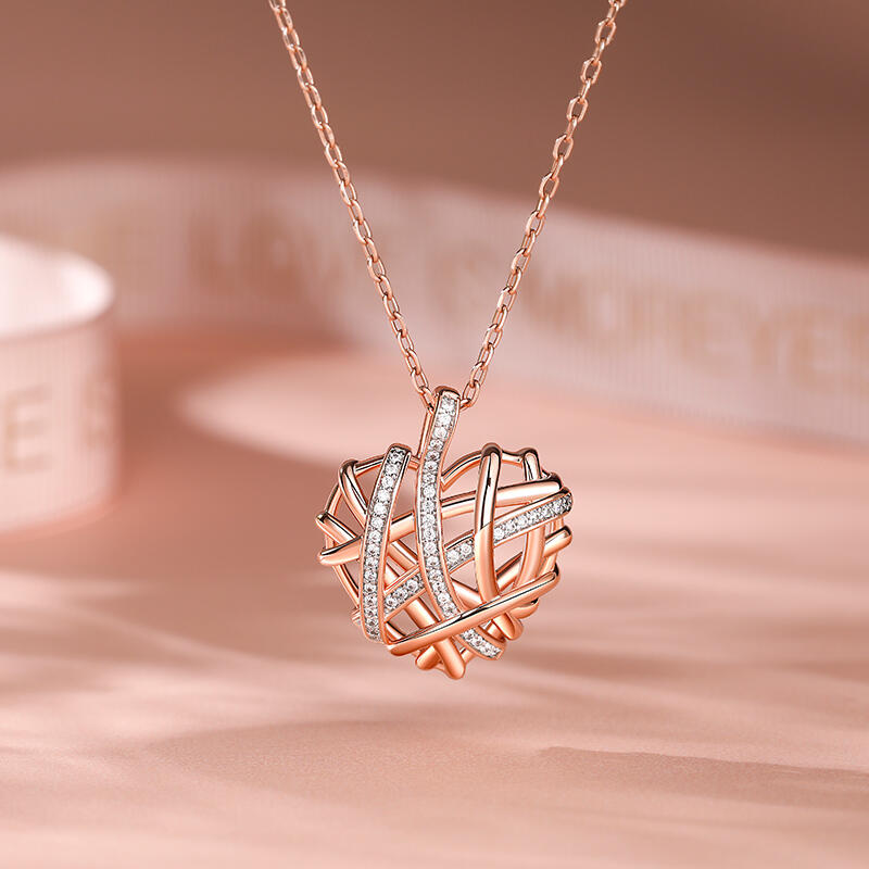 Jeulia Collar de Plata de Ley con Forma de Corazón