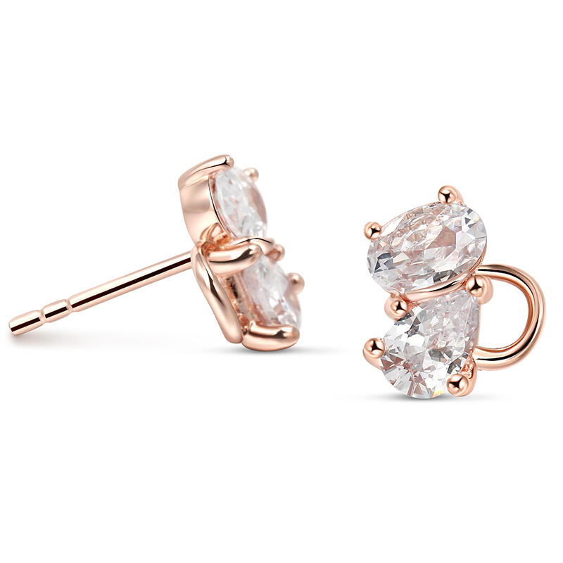 Jeulia "Kitten Whispers" Pear Cut Cat Sterling Silver Children's Earrings