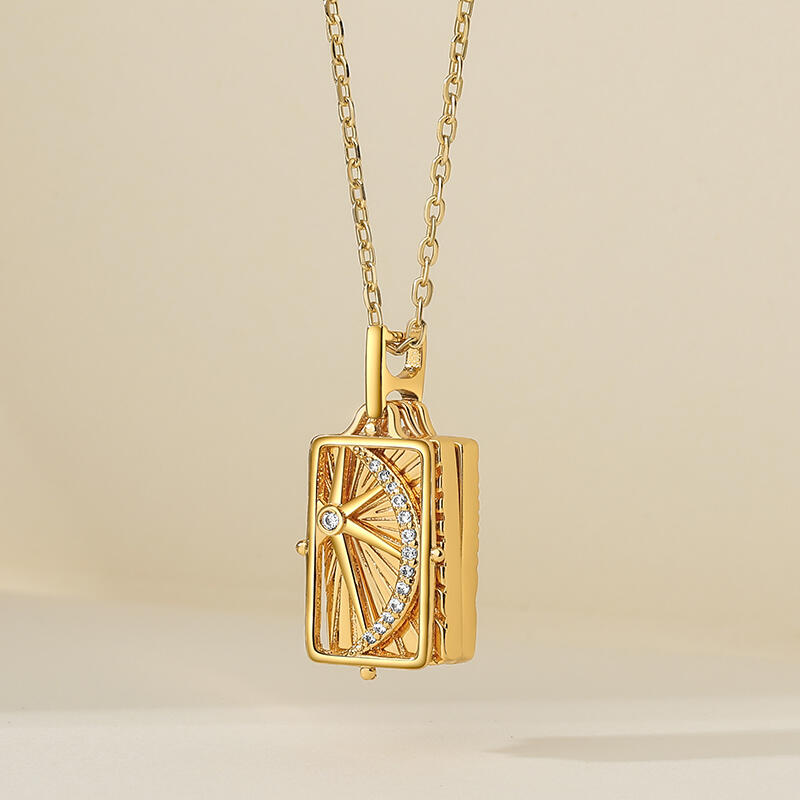 Jeulia サン・ムーン・スター カスタム写真ロケットネックレス